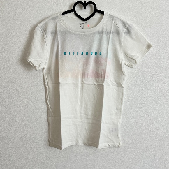 Billabong White Multicolor Graphic Short Sleeve Cotton Tee Size XS - Picture 3 of 9